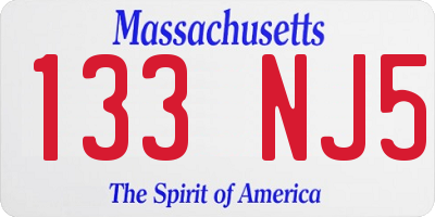 MA license plate 133NJ5