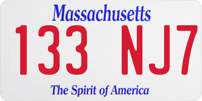 MA license plate 133NJ7