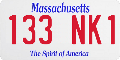 MA license plate 133NK1