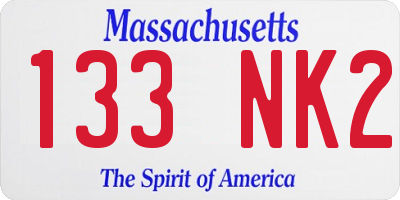 MA license plate 133NK2