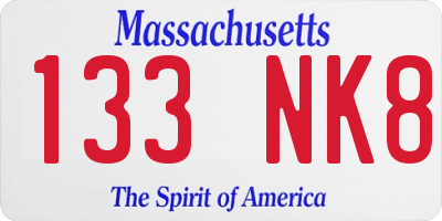 MA license plate 133NK8