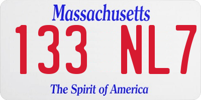 MA license plate 133NL7