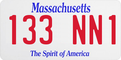 MA license plate 133NN1