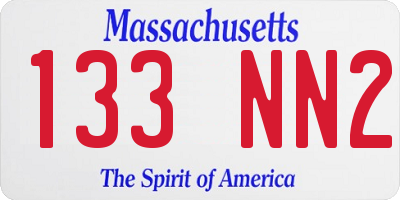 MA license plate 133NN2