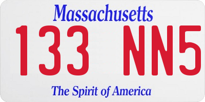 MA license plate 133NN5