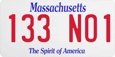 MA license plate 133NO1