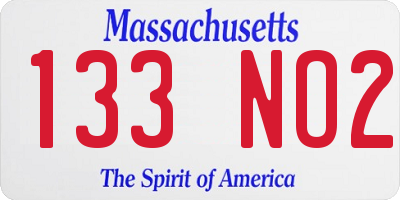 MA license plate 133NO2