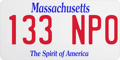 MA license plate 133NP0