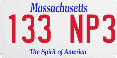 MA license plate 133NP3