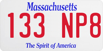 MA license plate 133NP8