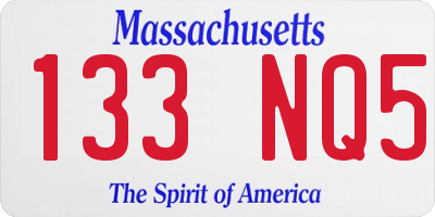 MA license plate 133NQ5