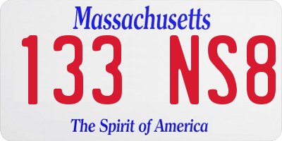 MA license plate 133NS8