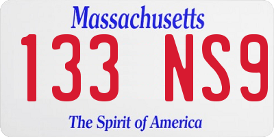 MA license plate 133NS9