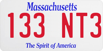 MA license plate 133NT3