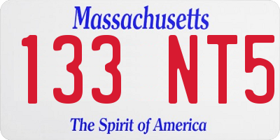 MA license plate 133NT5