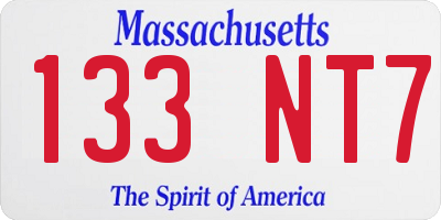 MA license plate 133NT7