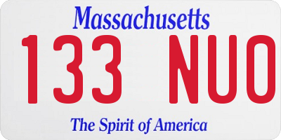 MA license plate 133NU0