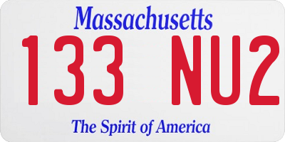 MA license plate 133NU2