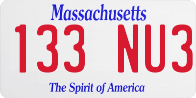 MA license plate 133NU3