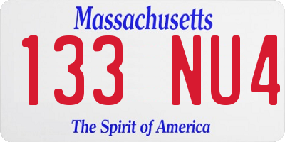 MA license plate 133NU4