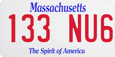 MA license plate 133NU6