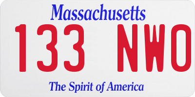 MA license plate 133NW0