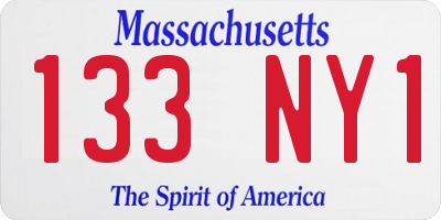 MA license plate 133NY1