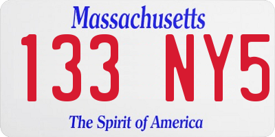 MA license plate 133NY5