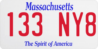 MA license plate 133NY8