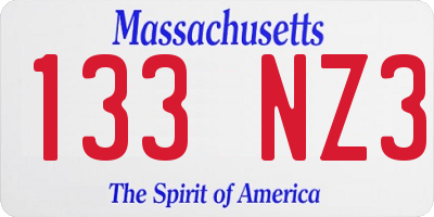 MA license plate 133NZ3