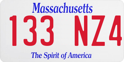 MA license plate 133NZ4