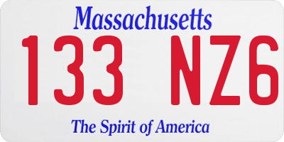 MA license plate 133NZ6