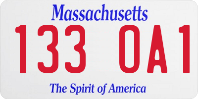 MA license plate 133OA1