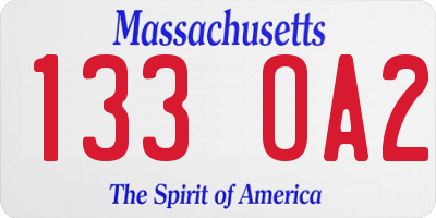 MA license plate 133OA2