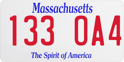 MA license plate 133OA4