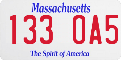 MA license plate 133OA5