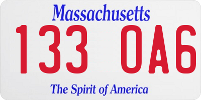 MA license plate 133OA6