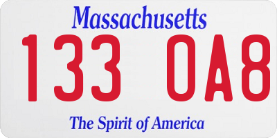 MA license plate 133OA8