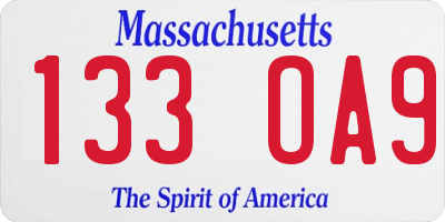 MA license plate 133OA9