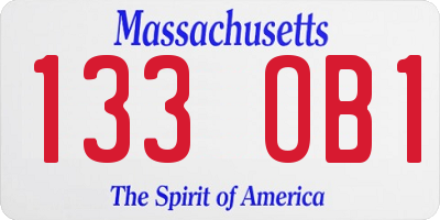 MA license plate 133OB1