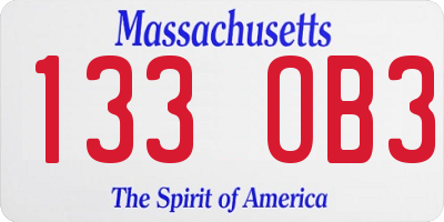 MA license plate 133OB3