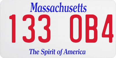 MA license plate 133OB4