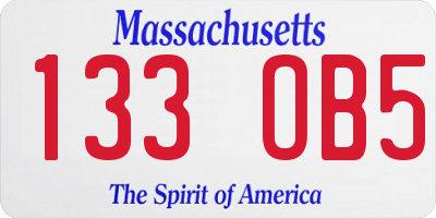 MA license plate 133OB5