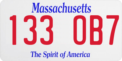 MA license plate 133OB7