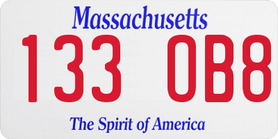 MA license plate 133OB8