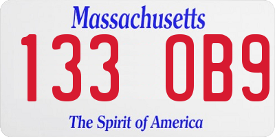 MA license plate 133OB9
