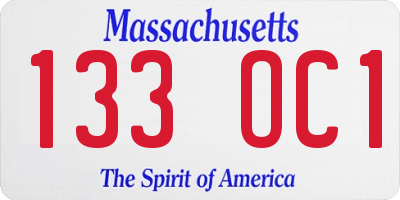 MA license plate 133OC1