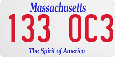 MA license plate 133OC3