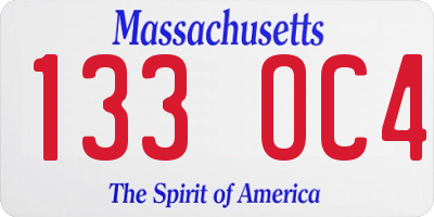 MA license plate 133OC4