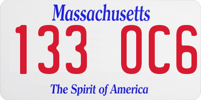 MA license plate 133OC6